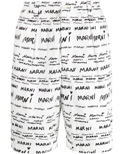 Marni Hose mit Logo-Print - Weiß