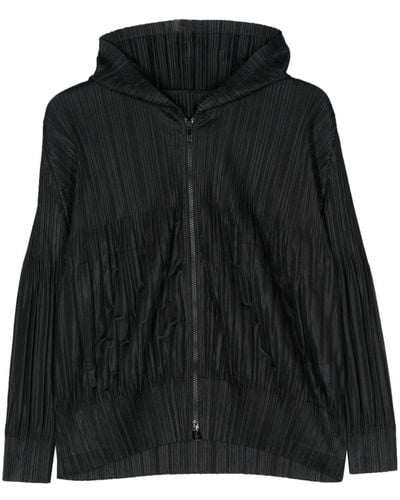 Pleats Please Issey Miyake Chaqueta plisada con capucha - Negro