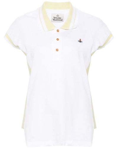 Vivienne Westwood Orb-embroidered Polo Top - White