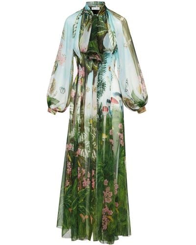 Oscar de la Renta Vestido largo con estampado floral - Verde