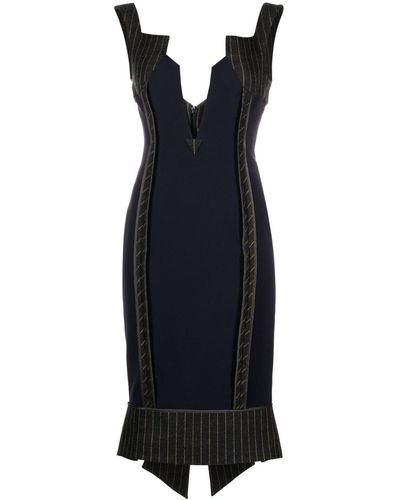 Moschino V-neck Paneled Midi Dress - Black
