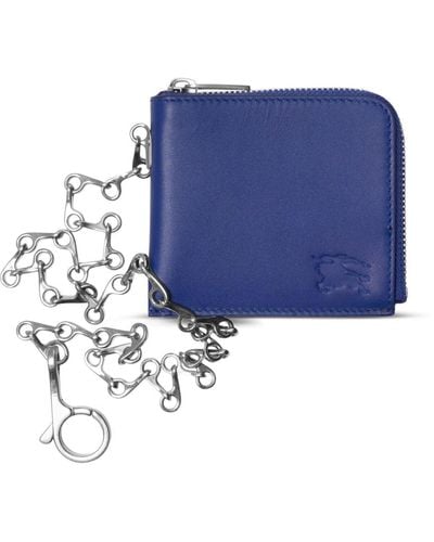 Burberry Ekd Chain-detail Leather Wallet - Blue