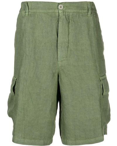120% Lino Mid-rise Linen Cargo Shorts - Green