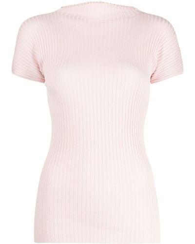 Fabiana Filippi Boat-neck Ribbed-knit Top - Pink