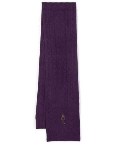 Polo Ralph Lauren Polo Bear Cable-knit Scarf - Purple