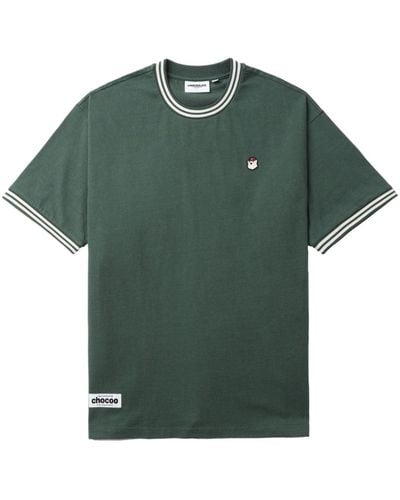 Chocoolate Bear-patch Cotton T-shirt - Green