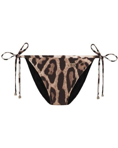 Dolce & Gabbana Bas de bikini à imprimé léopard - Marron