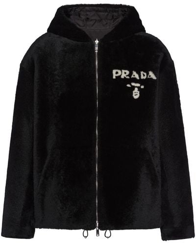 Prada Wendbare Jacke aus Shearling - Schwarz