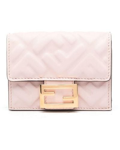 Fendi Quilted Logo-plaque Wallet - Pink