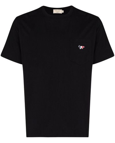 Maison Kitsuné T-shirt Met Vossenpatch - Zwart