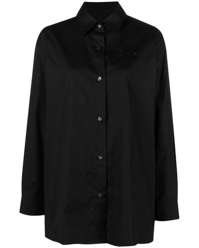 DIESEL Logo-embroidered Cotton Shirt - Black