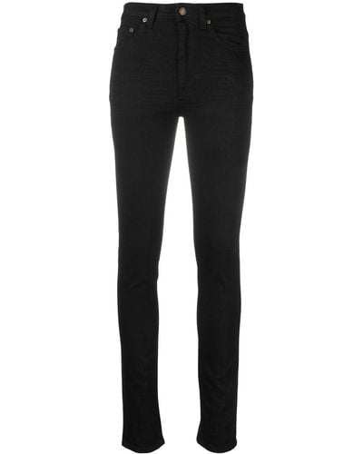 Saint Laurent Skinny-Jeans mit hohem Bund - Schwarz