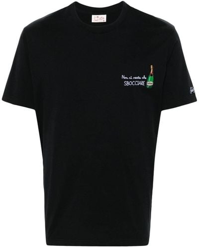 Mc2 Saint Barth Logo-embroidered Cotton T-shirt - Black