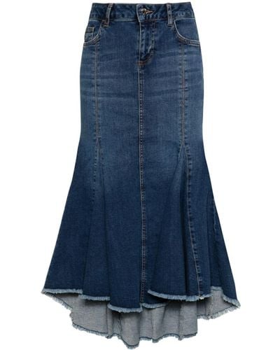 Liu Jo Long Pleated Stretch Cotton Skirt - Blue