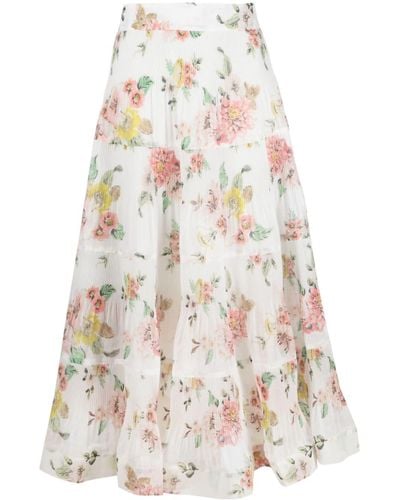 Zimmermann Floral Print Matchmaker Midi Skirt - White