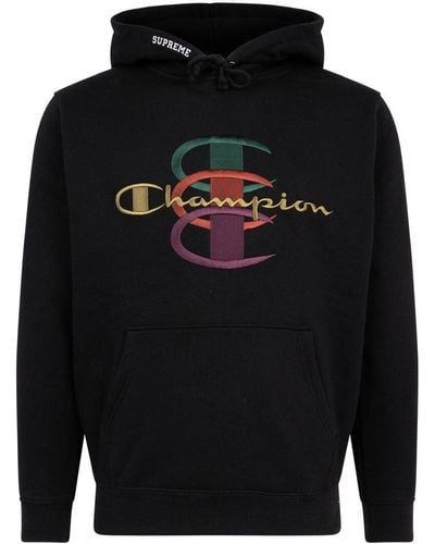 Supreme X Champion hoodie à logo - Noir