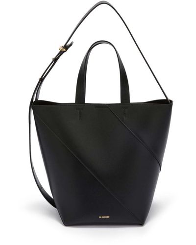 Jil Sander Small Vertigo Leather Tote Bag - Black