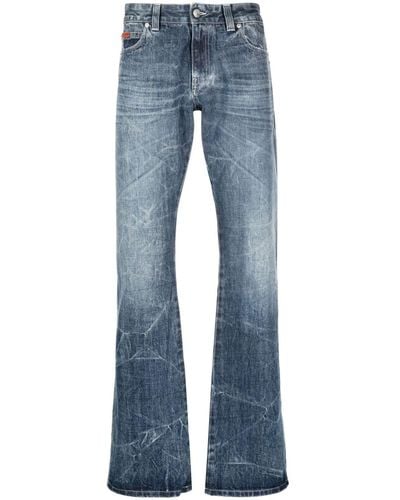 Martine Rose Marble-effect Bootcut Jeans - Blue