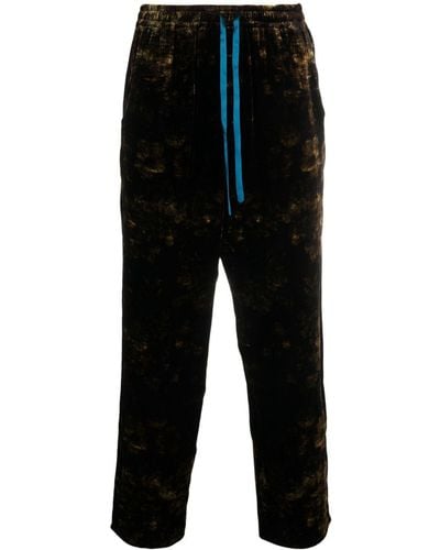 Pierre Louis Mascia Patterned-floral Drawstring-waistband Trousers - Black
