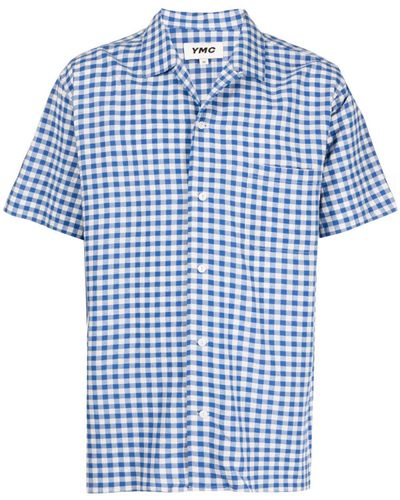 YMC Malick Gingham Check-pattern Shirt - Blue