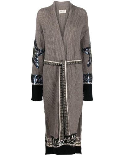 Zadig & Voltaire Rosanny Sequin-detailing Cardi-coat - Grey