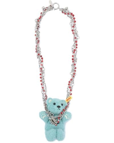 Doublet Stuffed Bear Chain Necklace - Blue