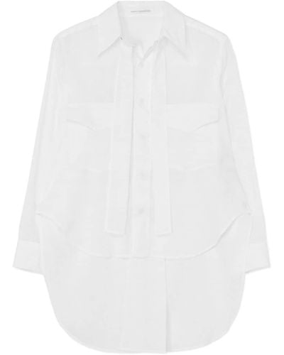 Yohji Yamamoto Long-sleeve Tied Cotton Shirt - White