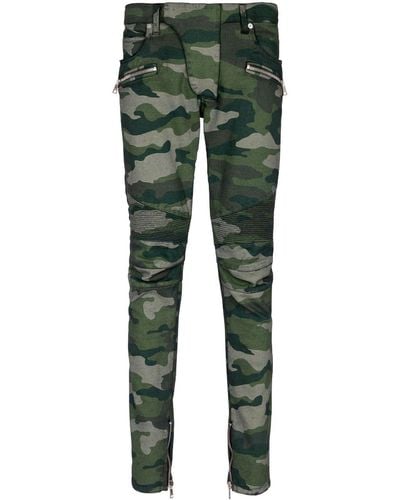 Balmain Slim-Fit-Jeans mit Camouflage-Print - Grün