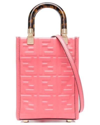 Fendi Mini Sunshine Shopper Bag Pink Dalia - Roze