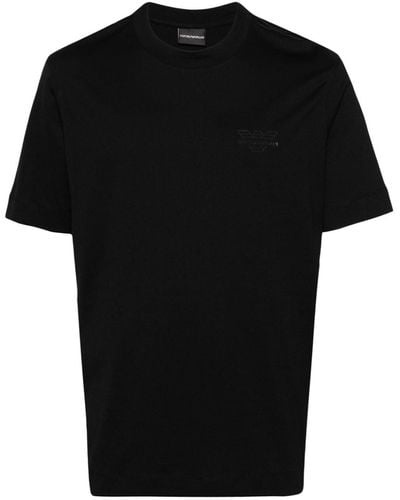 Emporio Armani Rubberised-logo Cotton T-shirt - Black