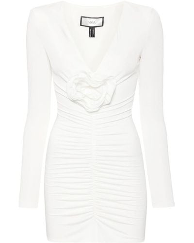 Nissa Floral-appliqué Mini Dress - White