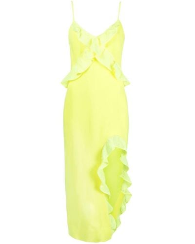 David Koma Spaghetti-strap Ruffle-detail Dress - Yellow