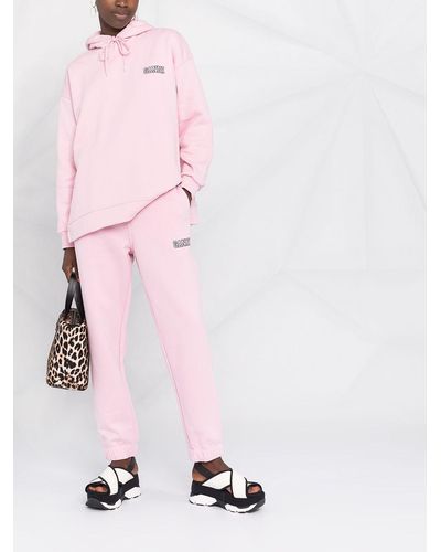 Ganni Logo-embroidered Tapered Track Pants - Pink