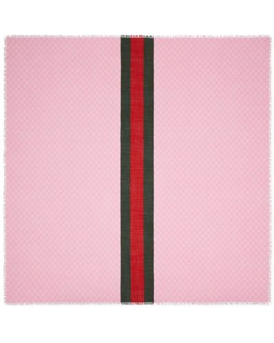 Gucci Schal mit Webstreifen - Pink
