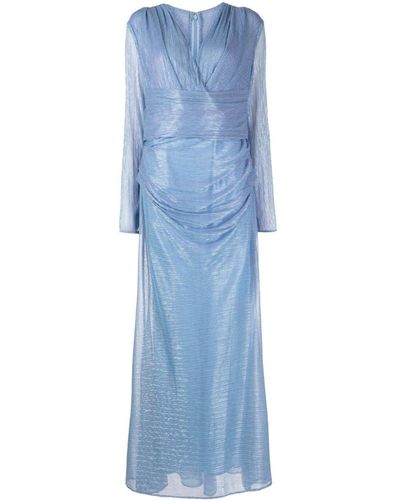 Talbot Runhof Draped Voile Maxi Dress - Blue