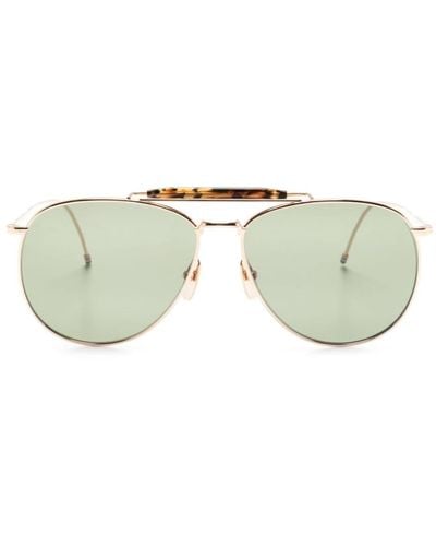 Thom Browne Tortoiseshell-detailed Pilot-frame Sunglasses - Metallic