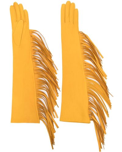 Manokhi Handschuhe mit Fransen - Gelb