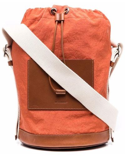 Jil Sander Drawstring Shoulder Duffle Bag - Red