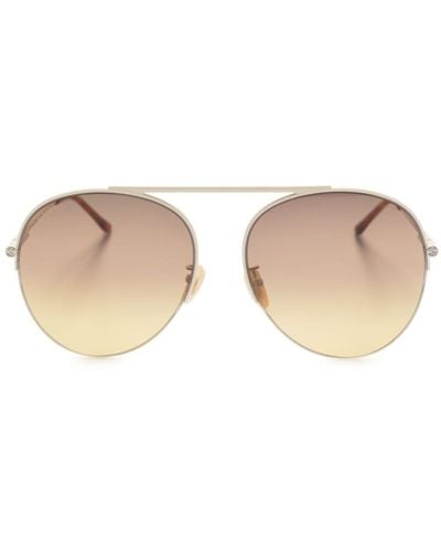 Gucci Round-frame Gradient Sunglasses - Natural