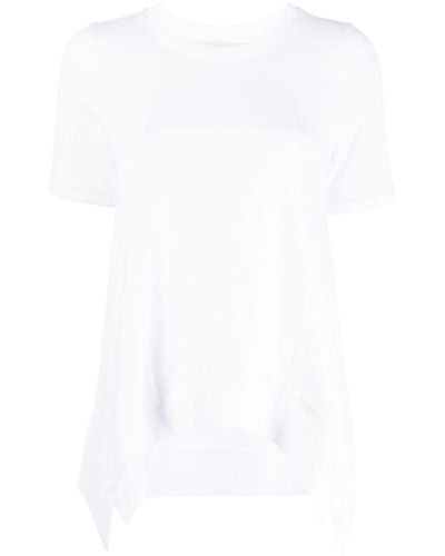 Stella McCartney T-Shirt mit Wasserfallsaum - Weiß