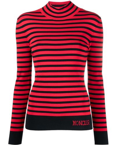 Moncler Striped High-neck Sweater - Red