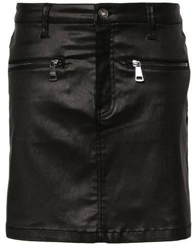 DKNY Coated Denim Miniskirt - Black