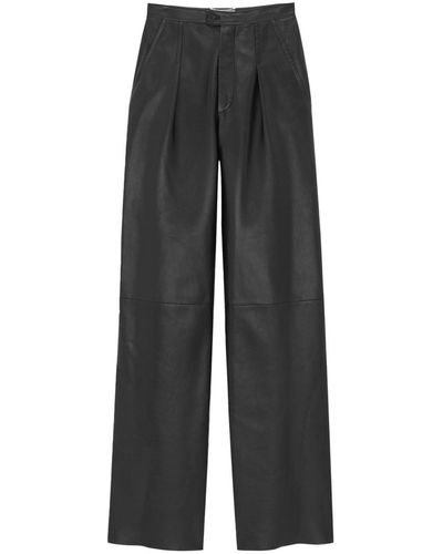 Saint Laurent Wide-leg Leather Pants - Gray