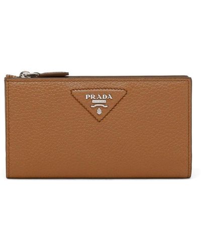 Prada Triangle-logo Leather Wallet - Brown