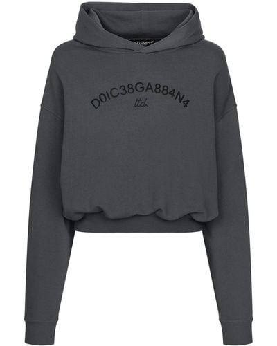 Dolce & Gabbana Hoodie en coton à logo imprimé - Gris