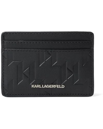 Karl Lagerfeld K/loom Embossed Leather Cardholder - Black