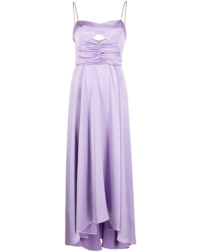 Pinko Sweetheart-neck Ruched Flared Dress - Purple