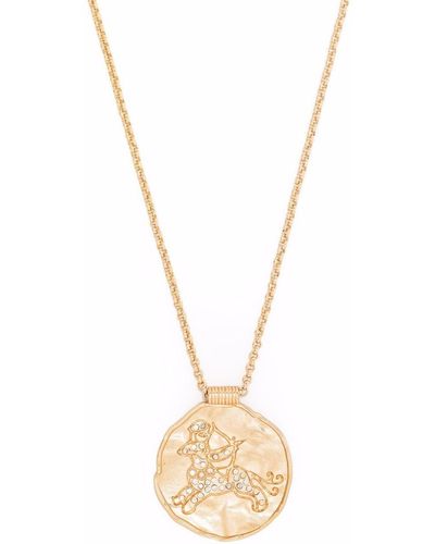 Maje Zodiac Medal Pendant Necklace - Metallic