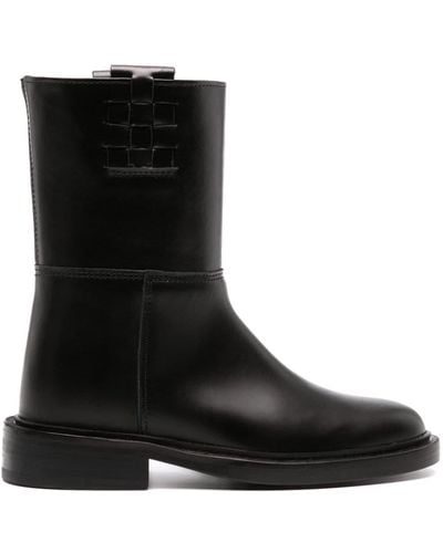 Hereu Anella Interwoven-detail Leather Boots - Black