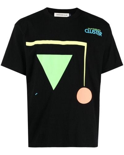 Undercover Geometric-print Cotton T-shirt - Black